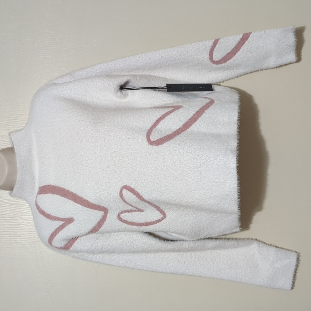 Rachel Zoe high neck womens White /Pink sweater Size XS NWT